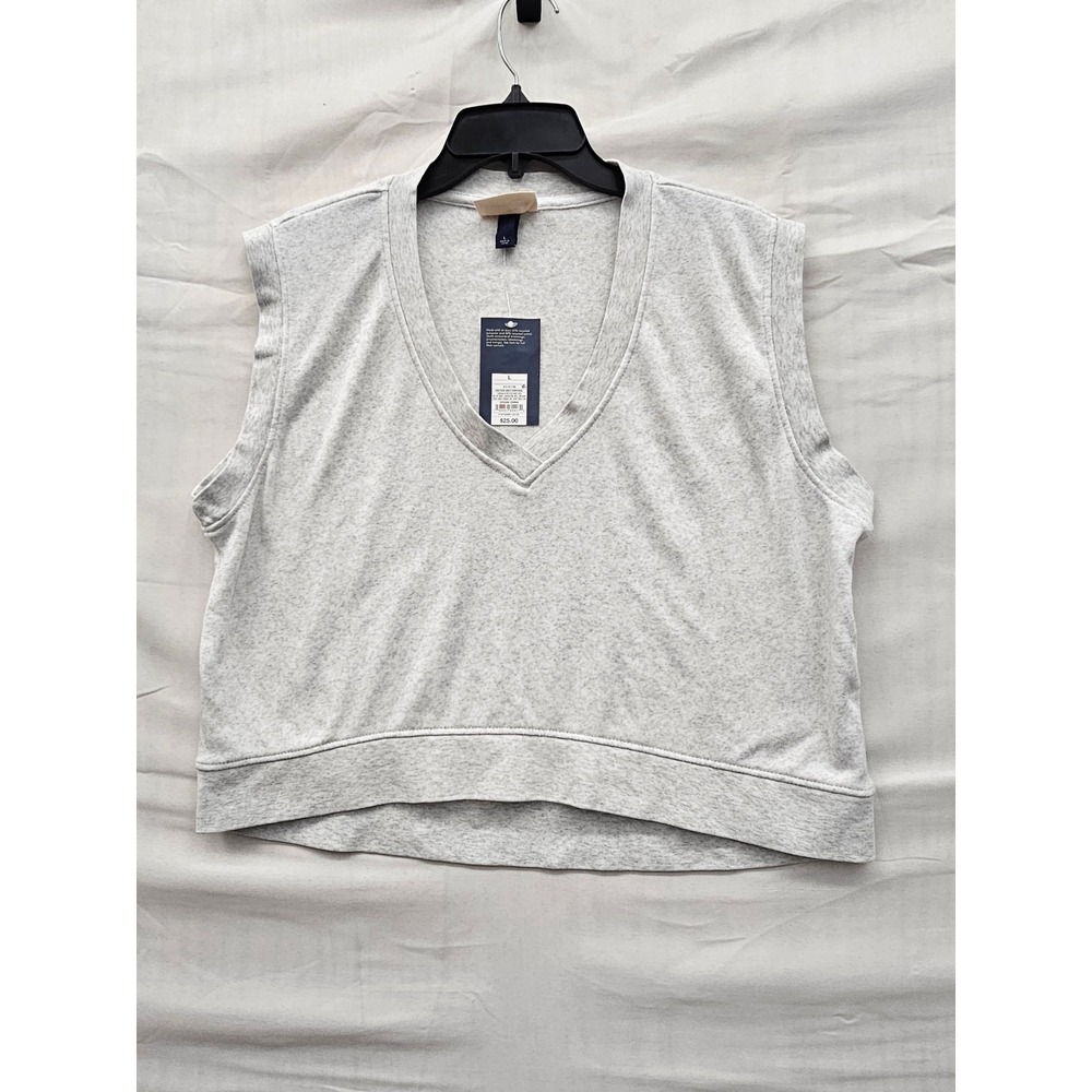 Universal Thread Womens V-Neck Sweatshirt Vest Grey Cotton Blend Relaxed‎ Size L